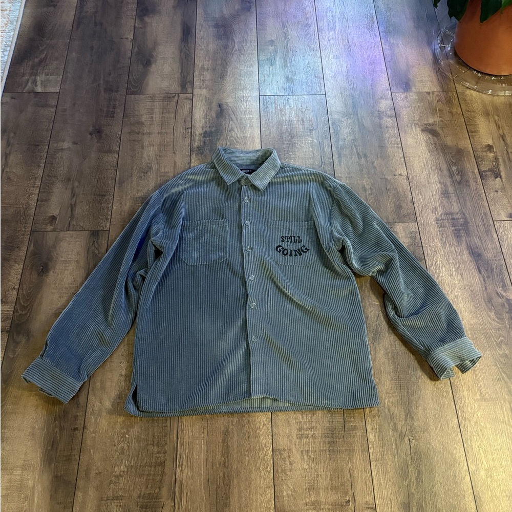 Forever 21 Gray Ribbed Corduroy Shirt